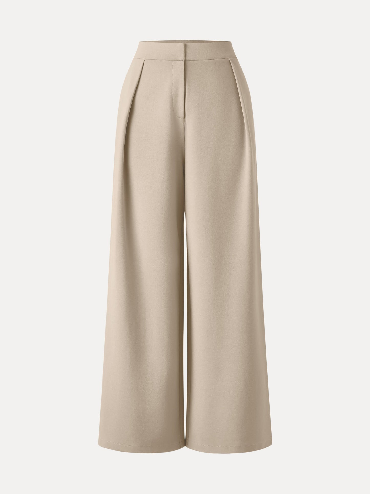 Non-sheer Airy Mid Rise Pleated Airy Trouser with Pockets