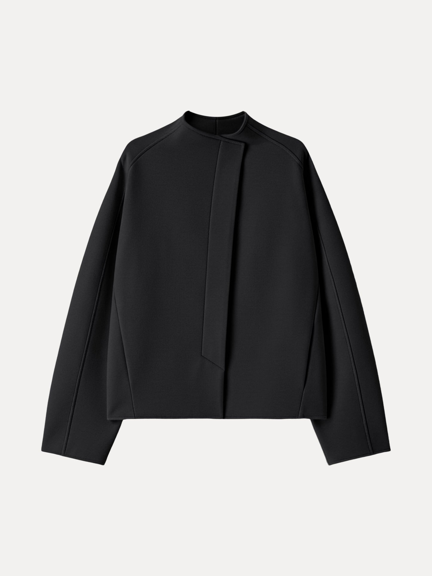 Minimalist Stand Collar Cropped Jacket with Pockets