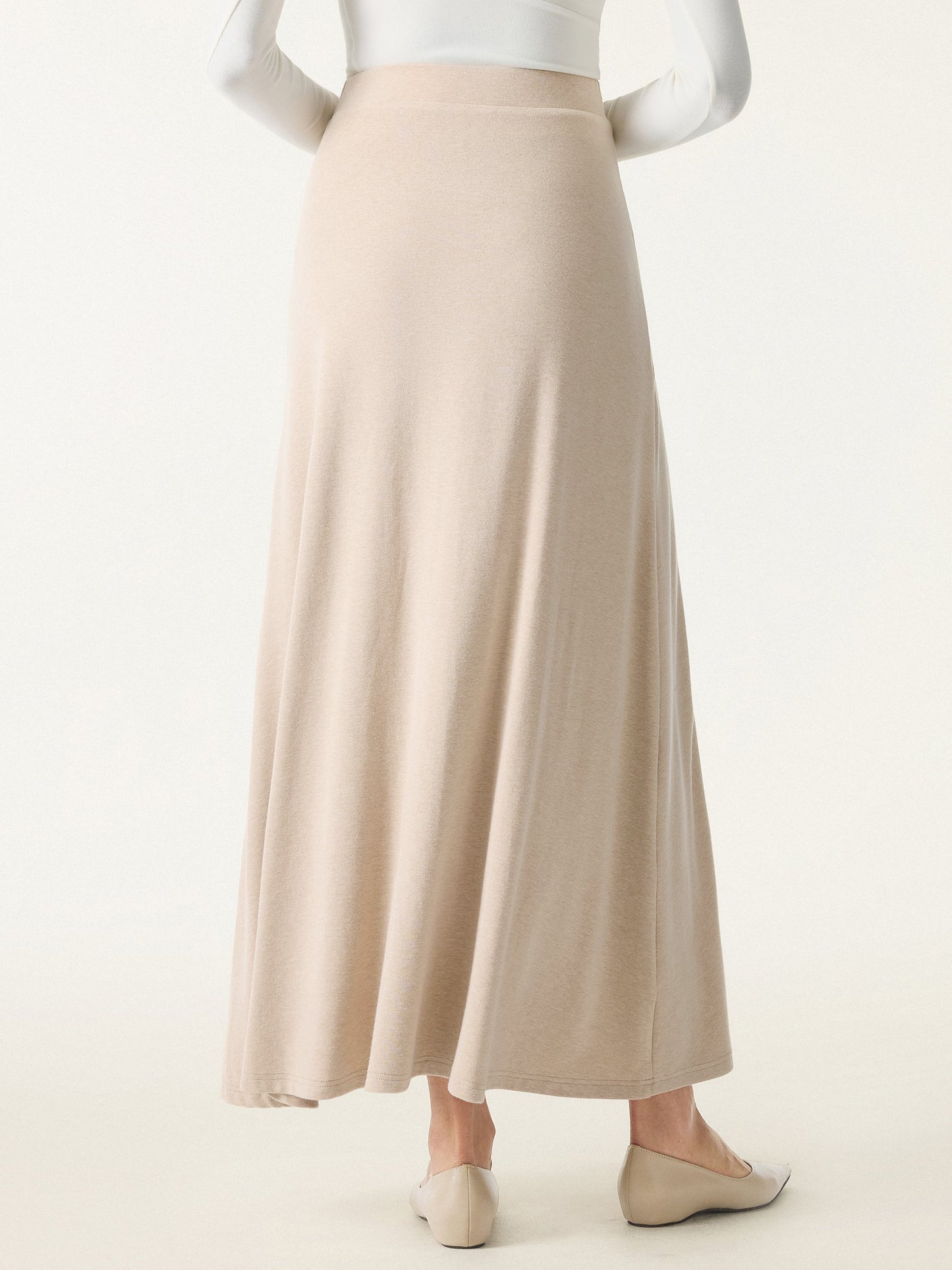 2Pcs Set Slanted Mockneck Ruched Brami & Mid Rise Pull-on Flared Maxi Skirt