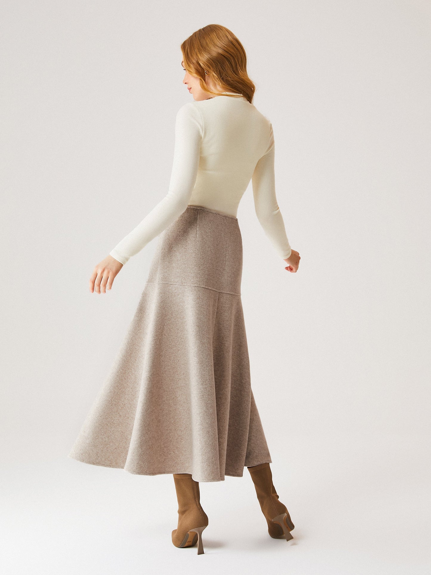 2Pcs Set Boatneck Tucks Brami Top & Flared Maxi Skirt