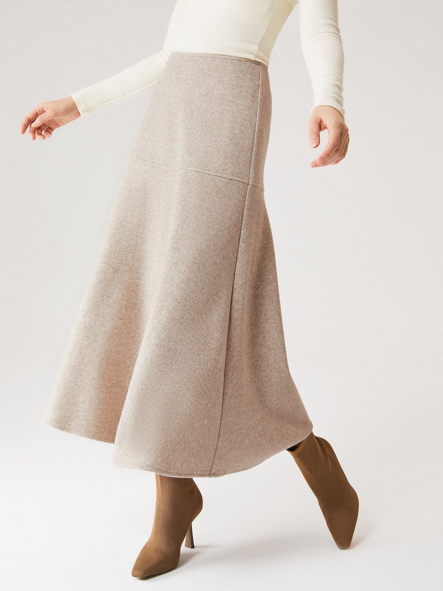 2Pcs Set Boatneck Tucks Brami Top & Flared Maxi Skirt