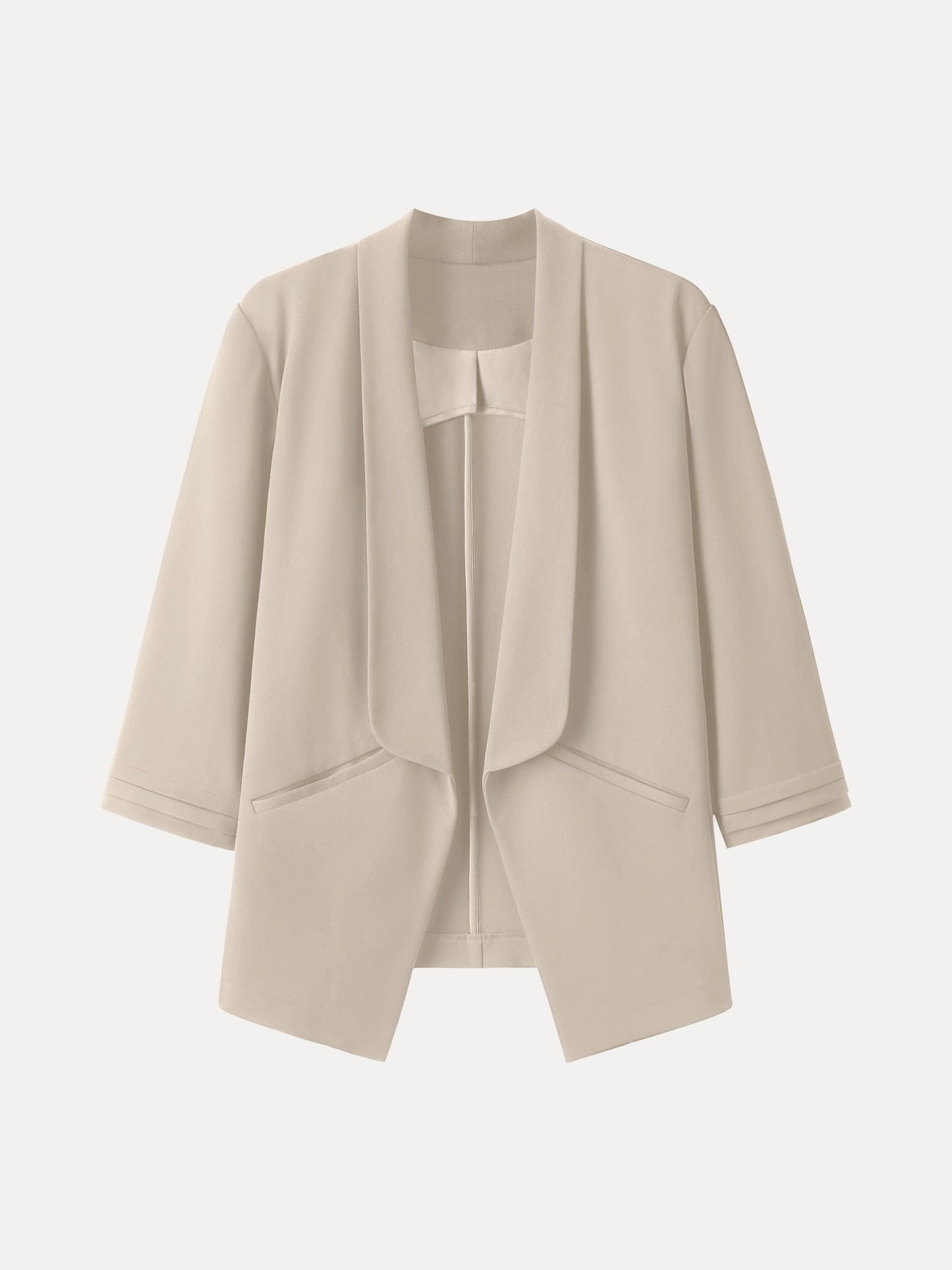 Stretch Ponte Shawl Lapel 3/4 Sleeve Blazer with Pockets
