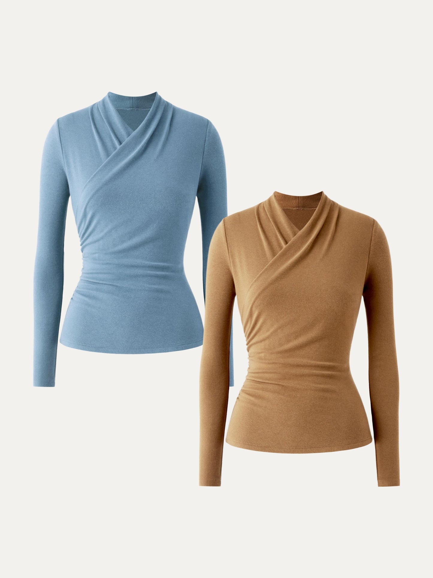 2Pcs Set Surplice Long Sleeve Top