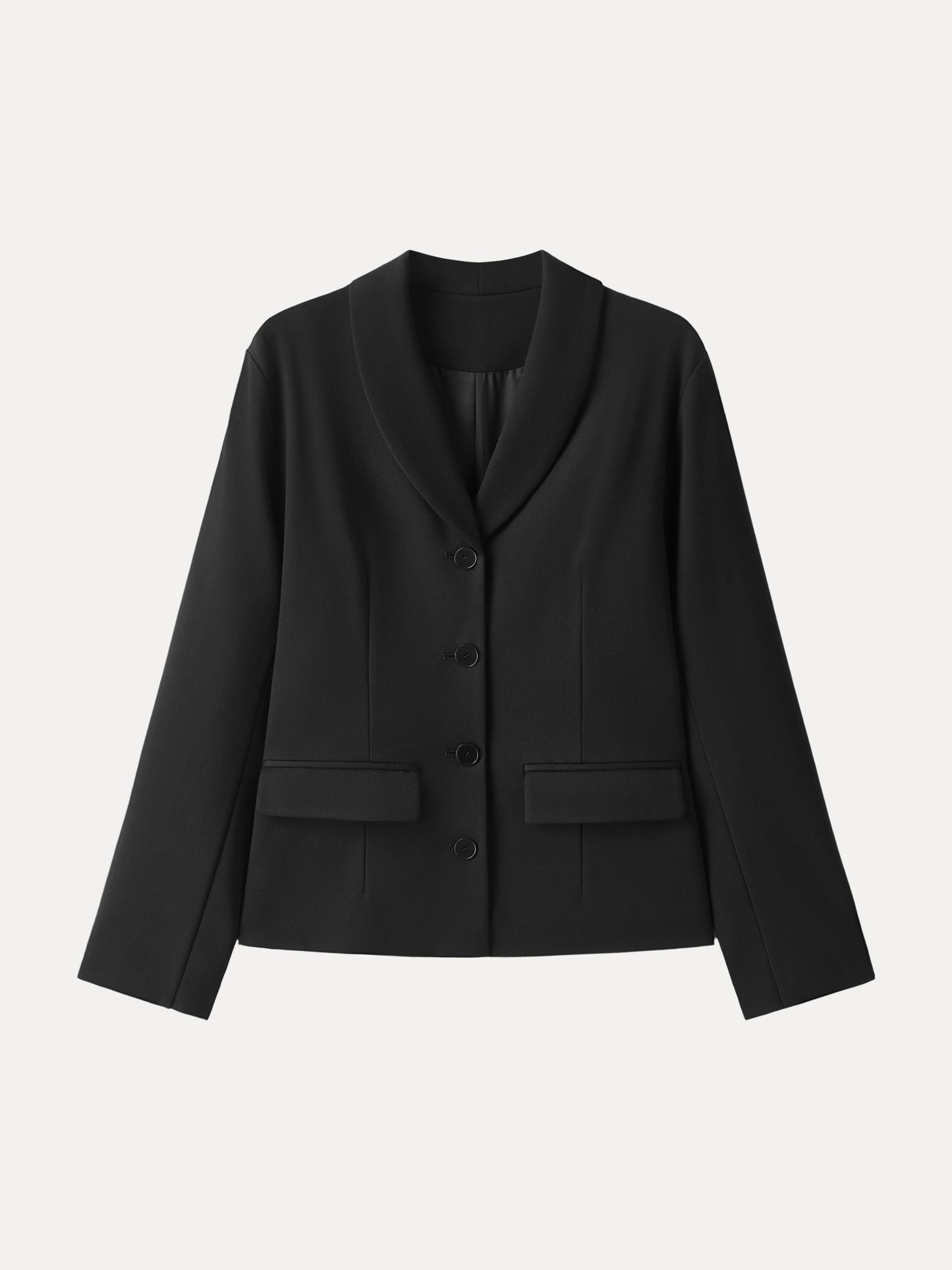 Stretch Shawl Lapel Button Front Blazer with Pockets
