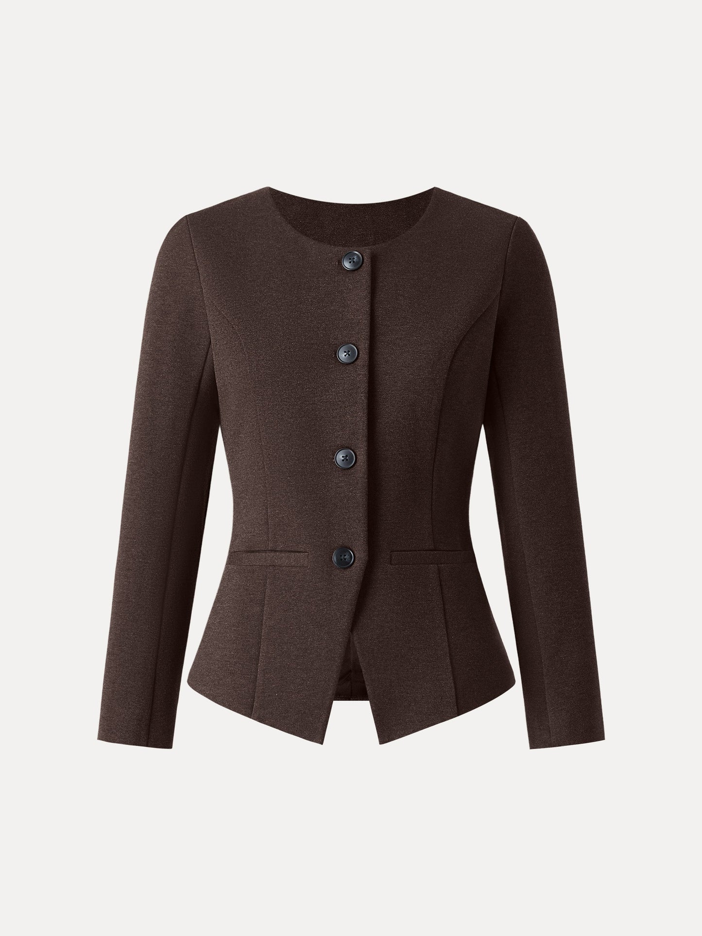 Stretch Ponte Button Front Blazer with Pockets