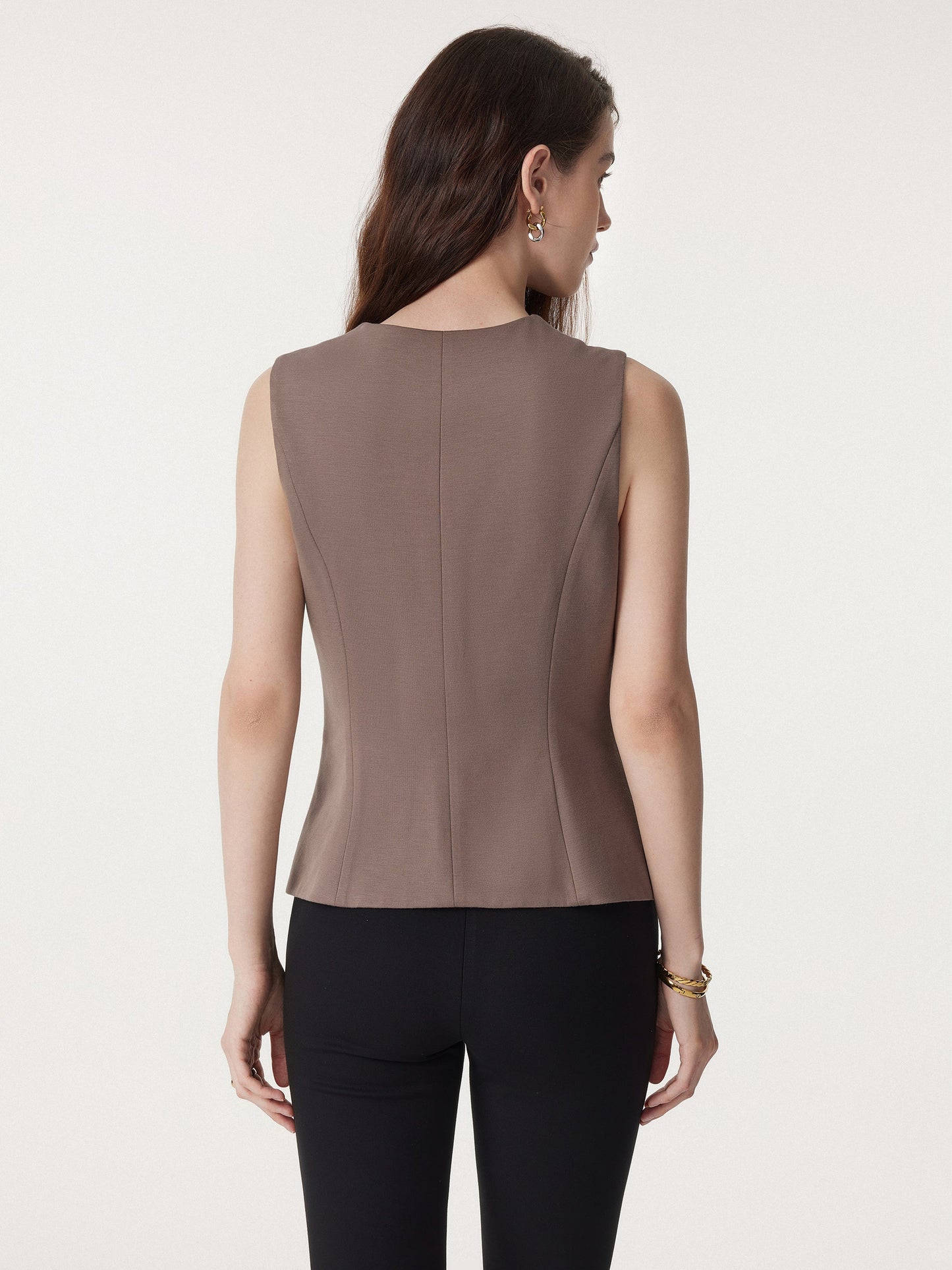 2Pcs Set Waistcoat with Pockets & Wide Leg Pant with Pockets