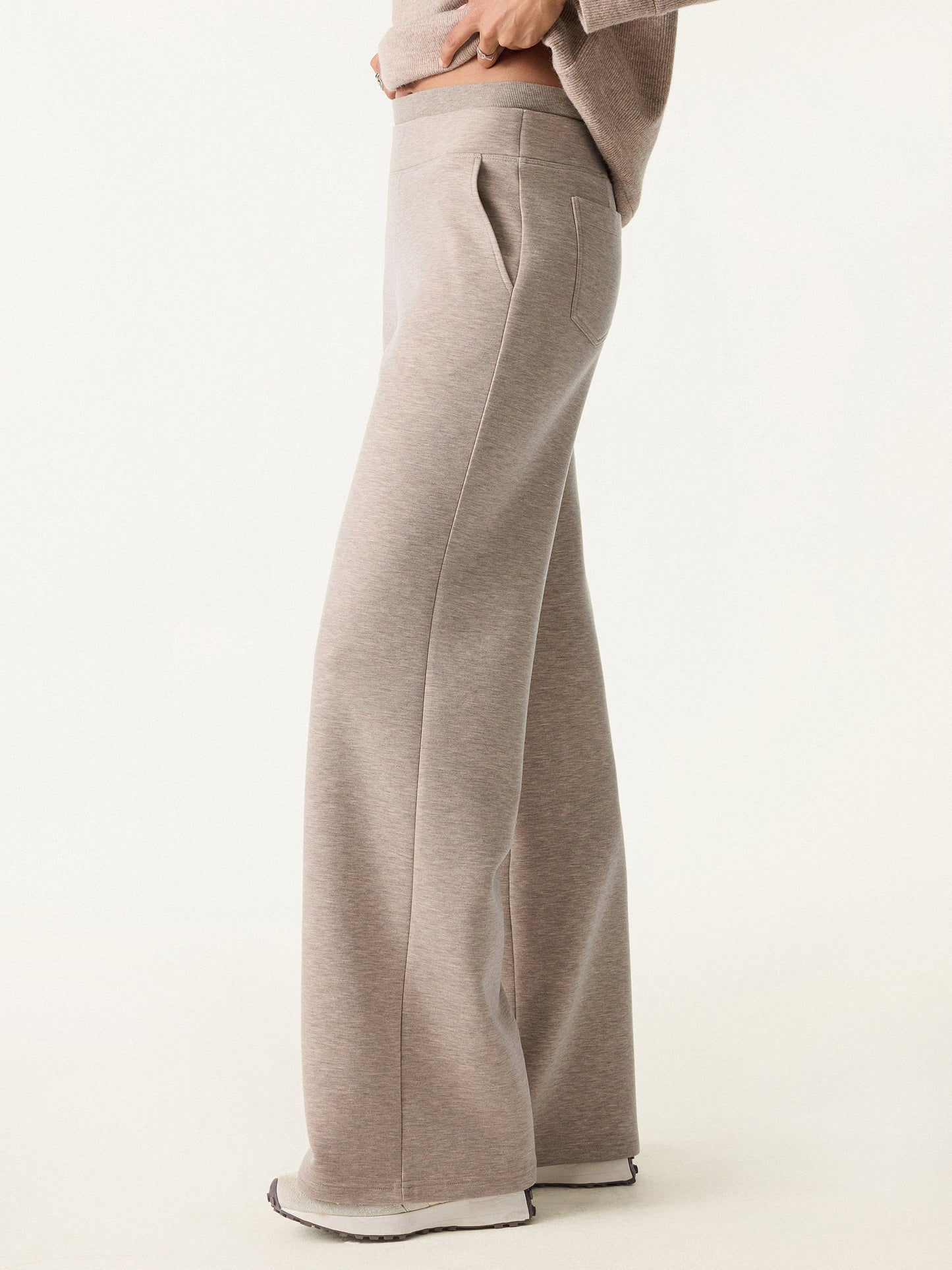 Double Waistband Straight Leg Pants with Pockets