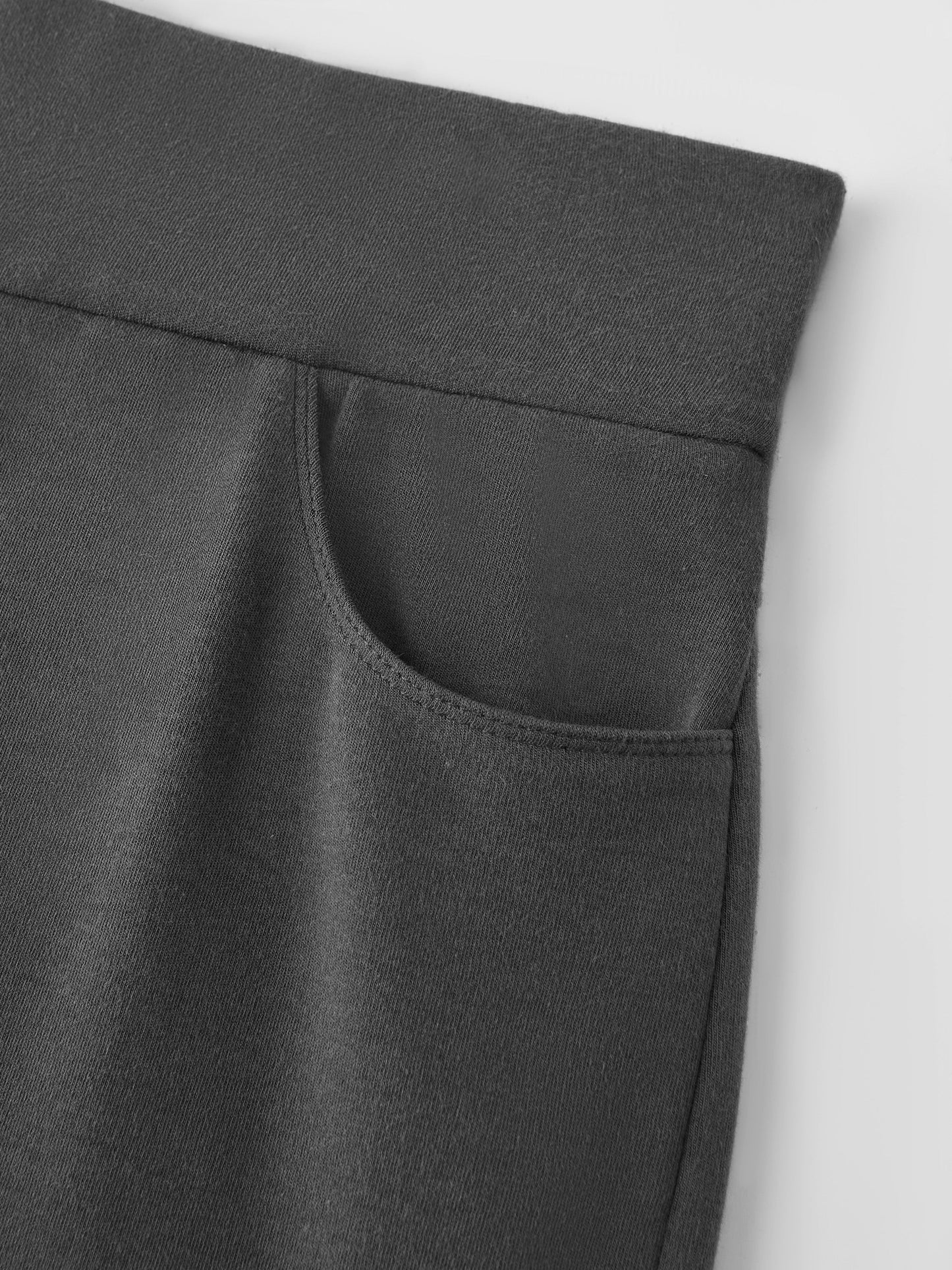 Mid Rise Wide Waistband Wide Leg Pull-on Pants with Pockets