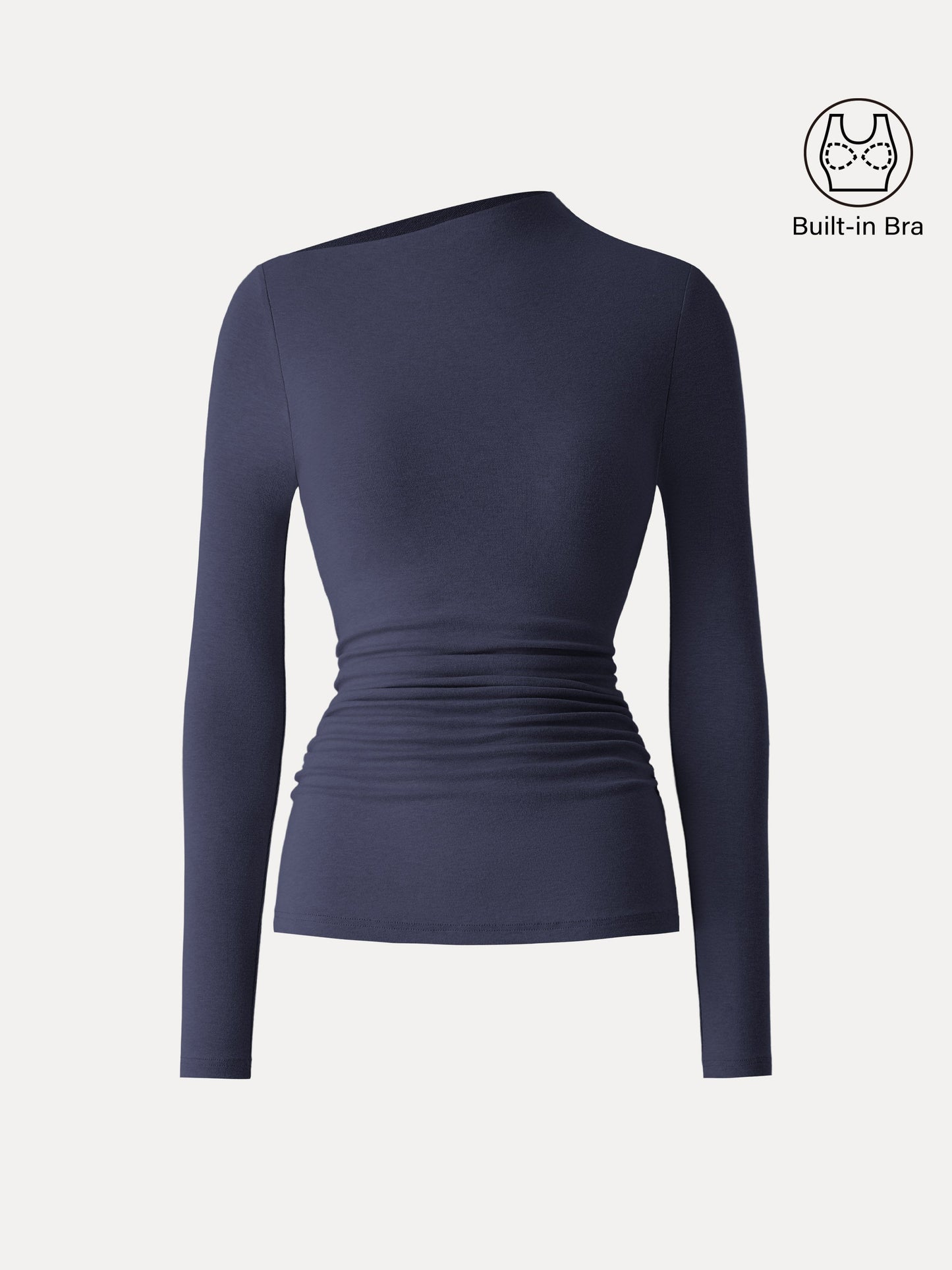 Light Warm Slanted Mockneck Ruched Brami