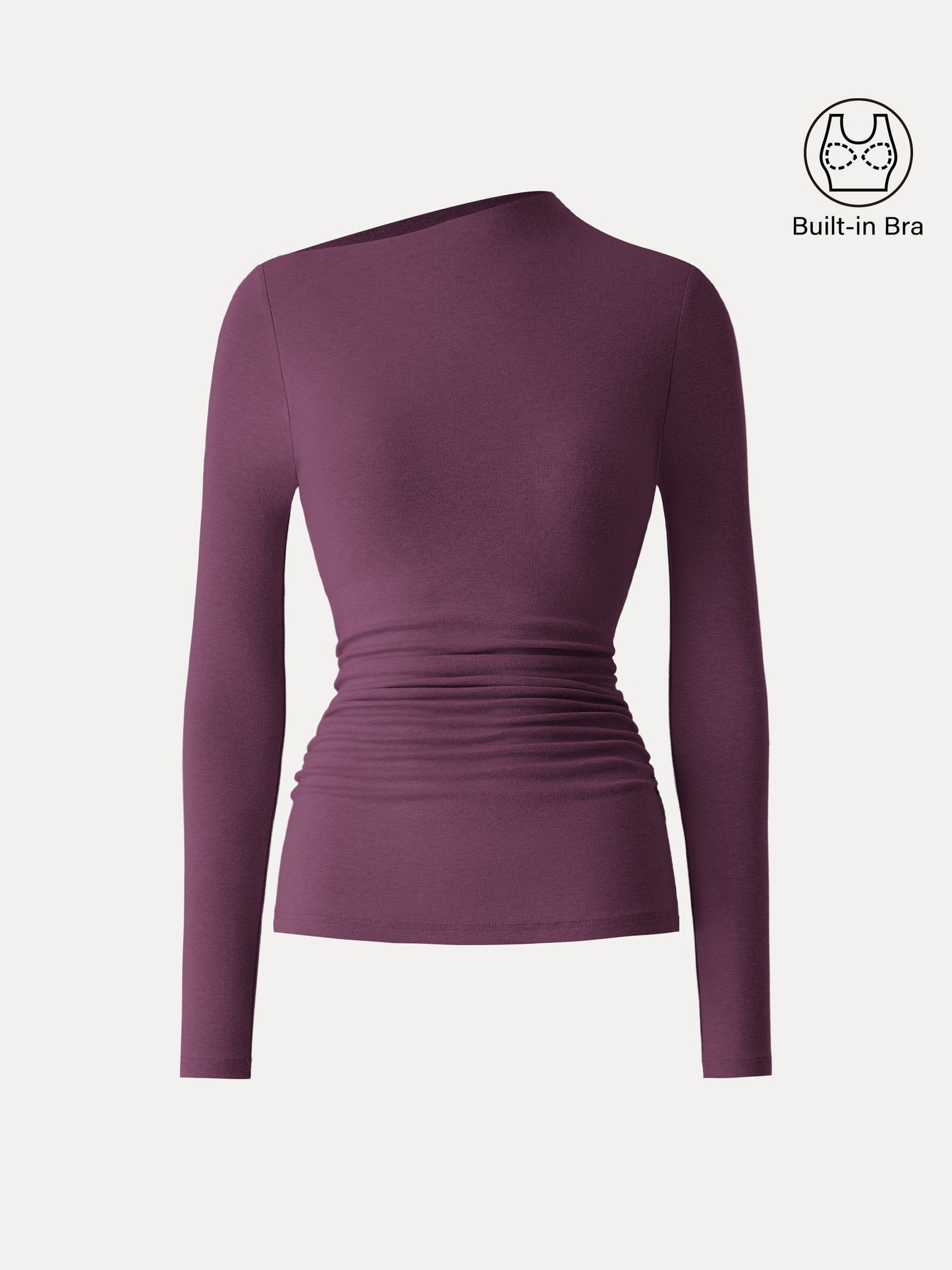 Light Warm Slanted Mockneck Ruched Brami