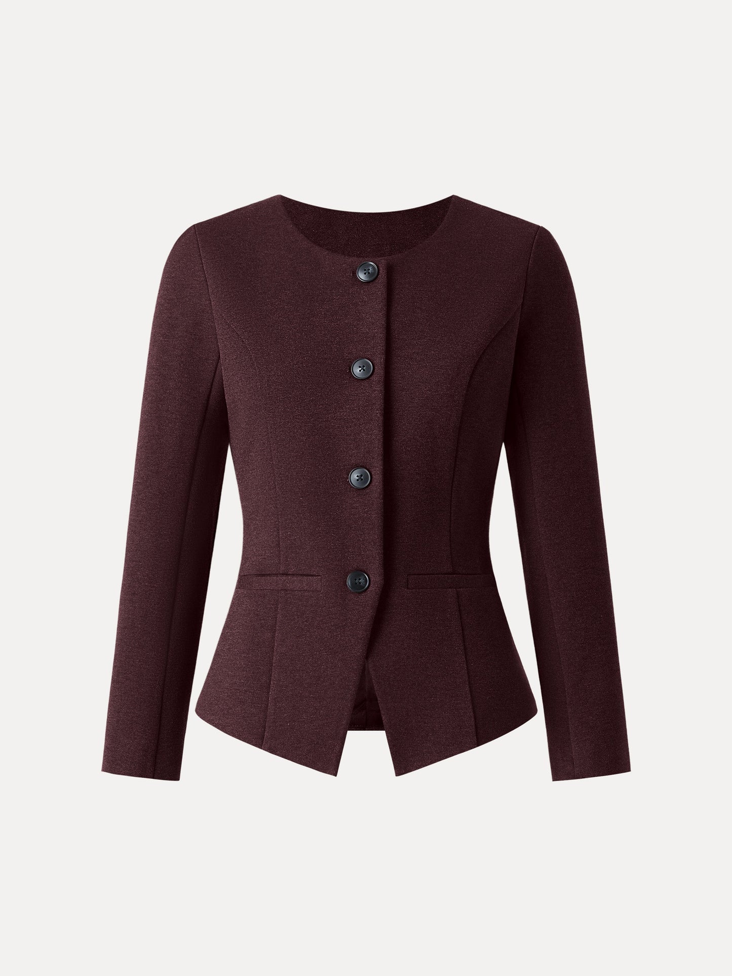 Stretch Ponte Button Front Blazer with Pockets
