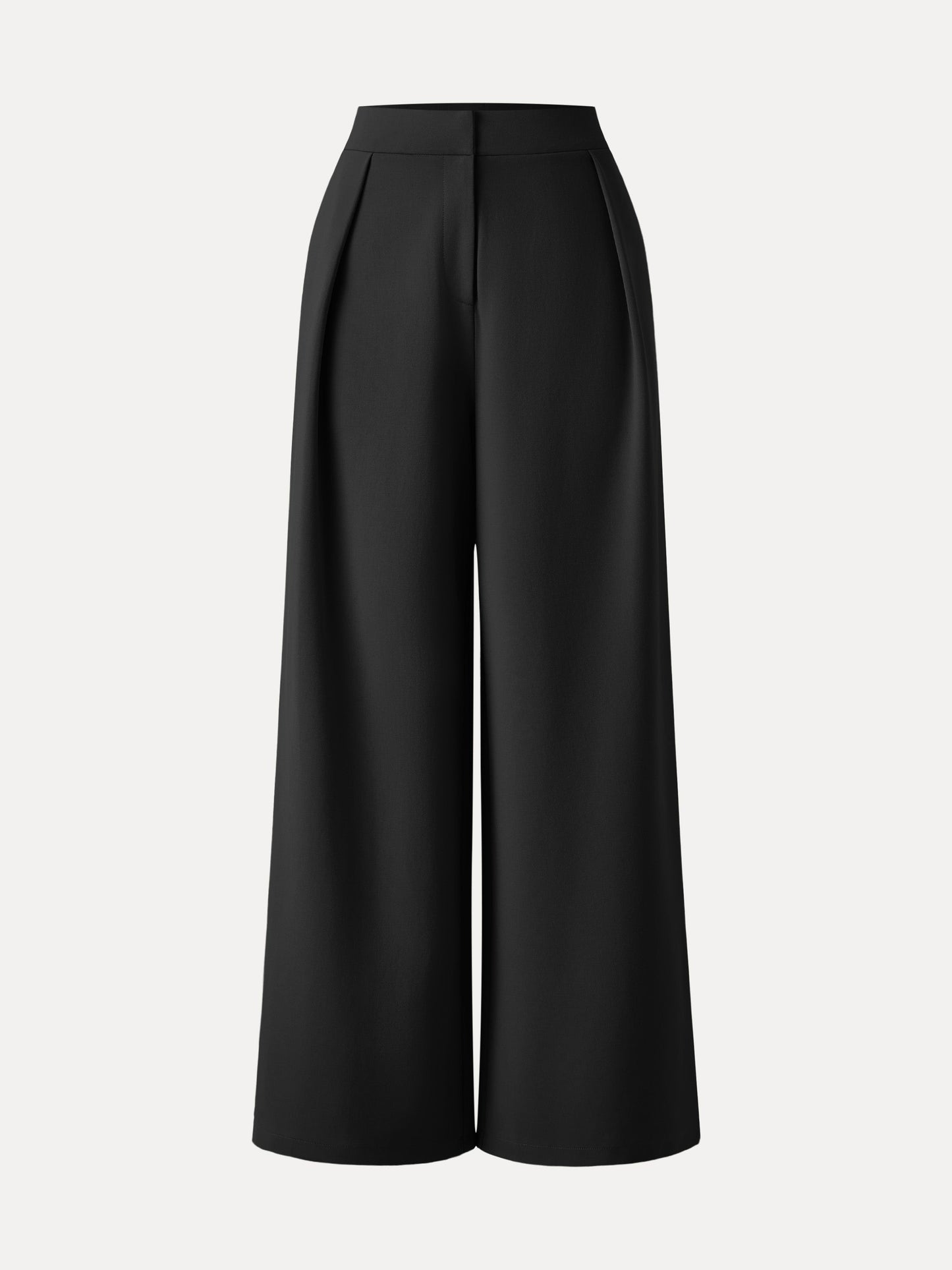 Non-sheer Airy Mid Rise Pleated Airy Trouser with Pockets