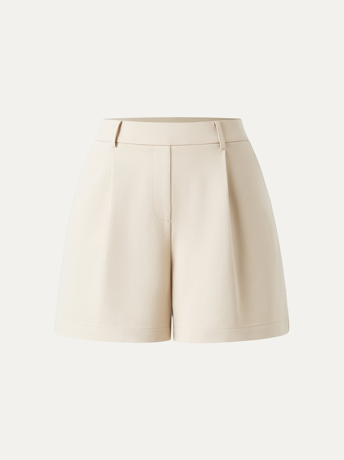 Mid Rise Smart Pleated Pull-on Shorts with Pockets