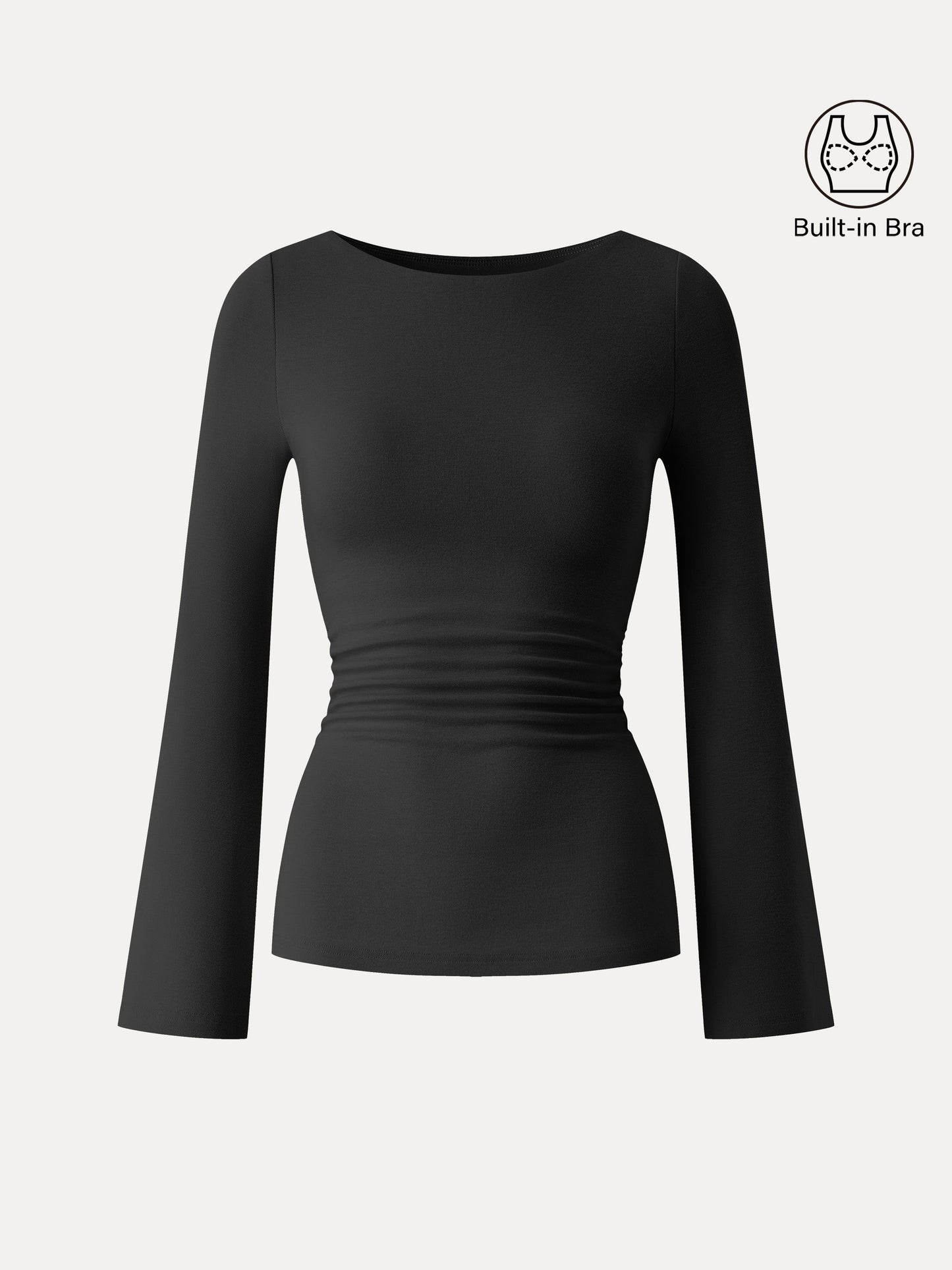 Boatneck Bell Sleeves Ruched Brami Top