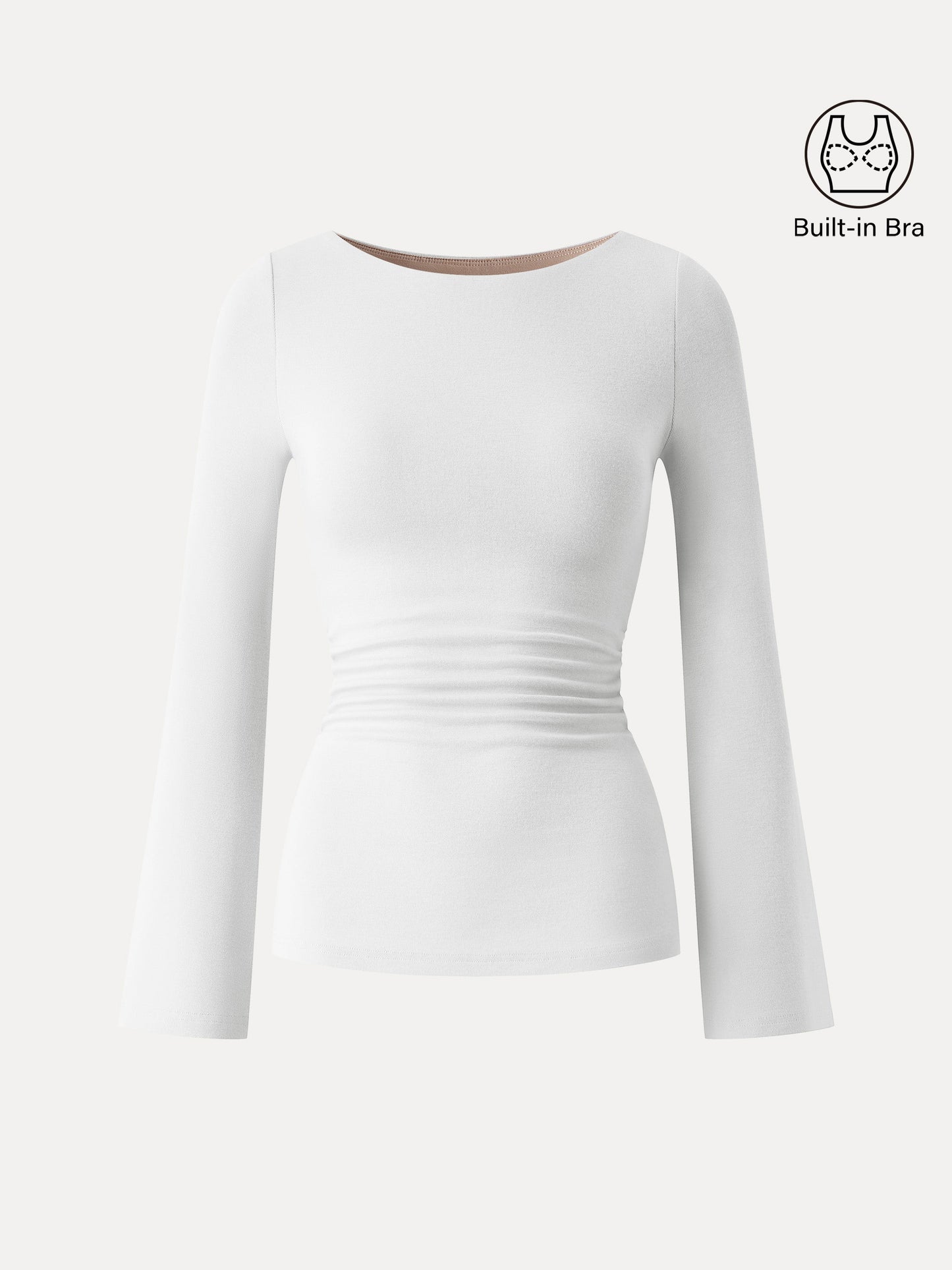 Boatneck Bell Sleeves Ruched Brami Top
