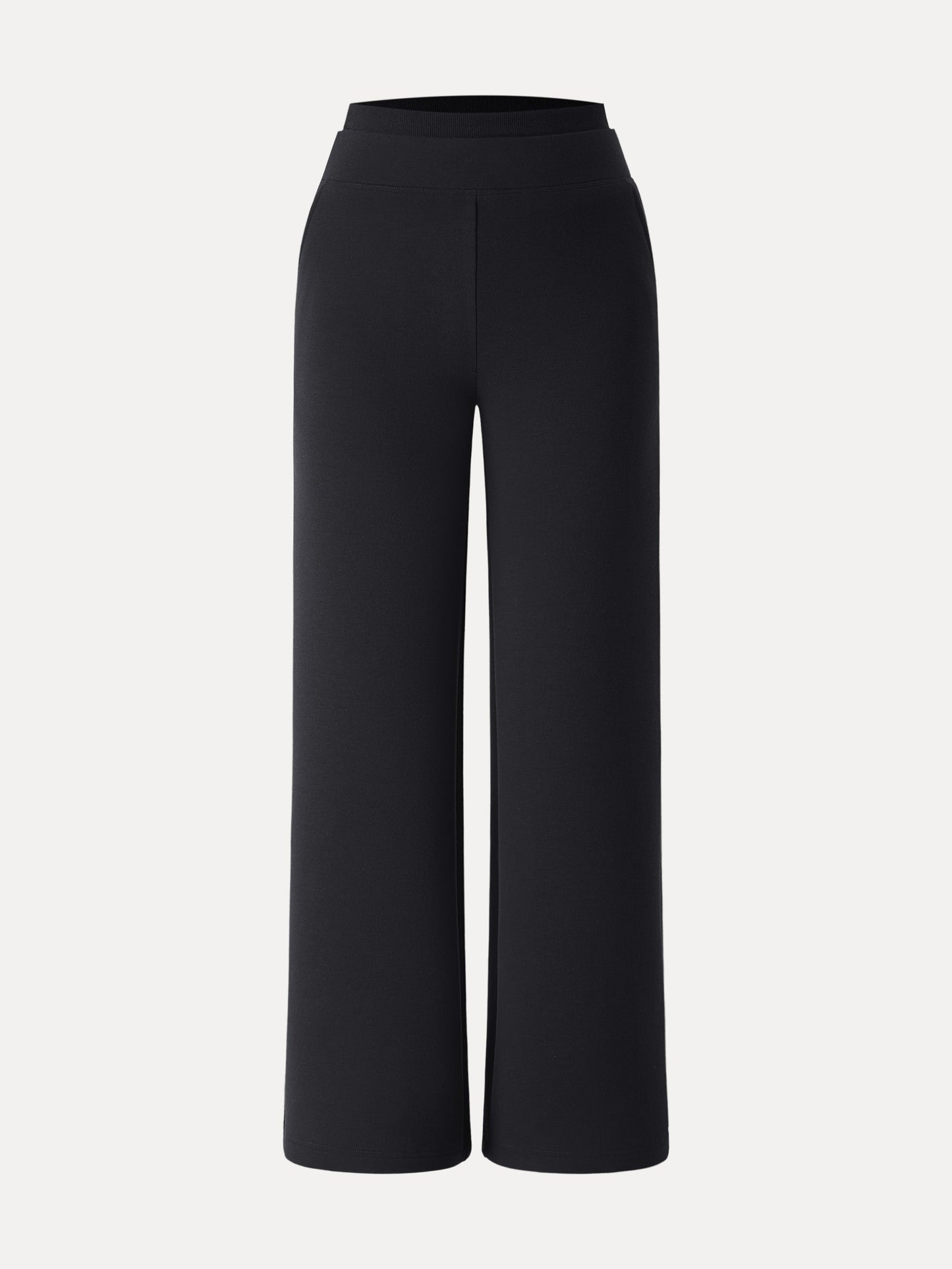 Double Waistband Straight Leg Pants with Pockets