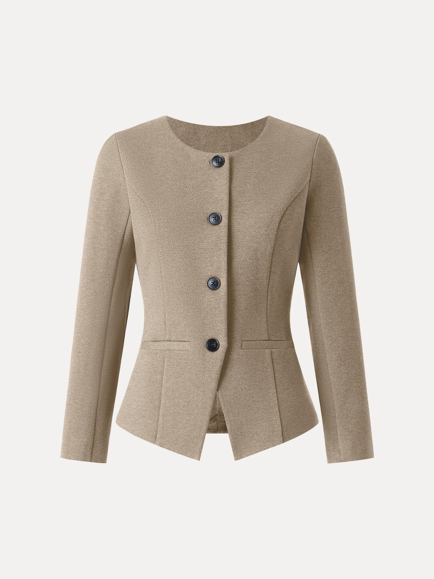 Stretch Ponte Button Front Blazer with Pockets