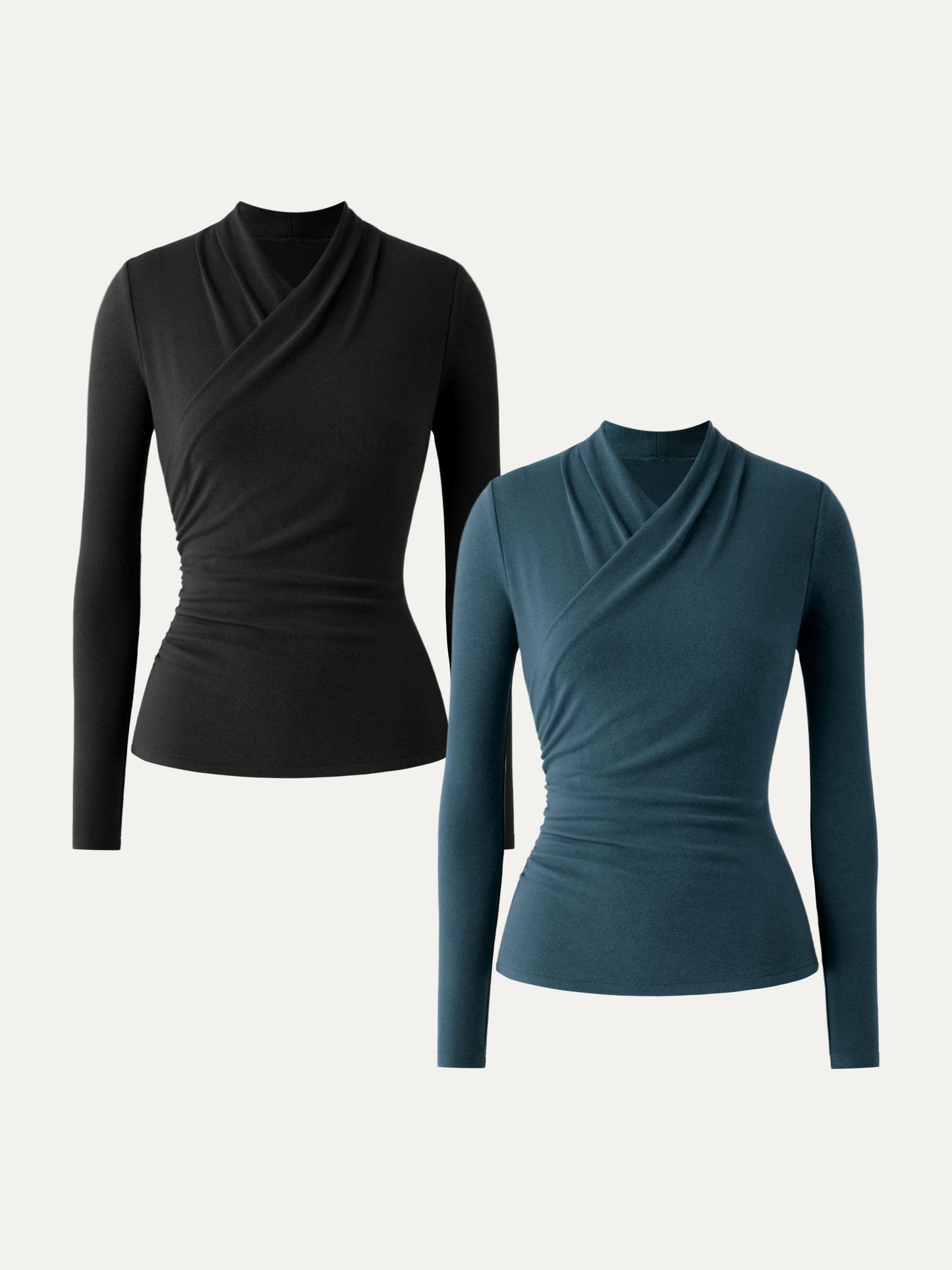 2Pcs Set Surplice Long Sleeve Top