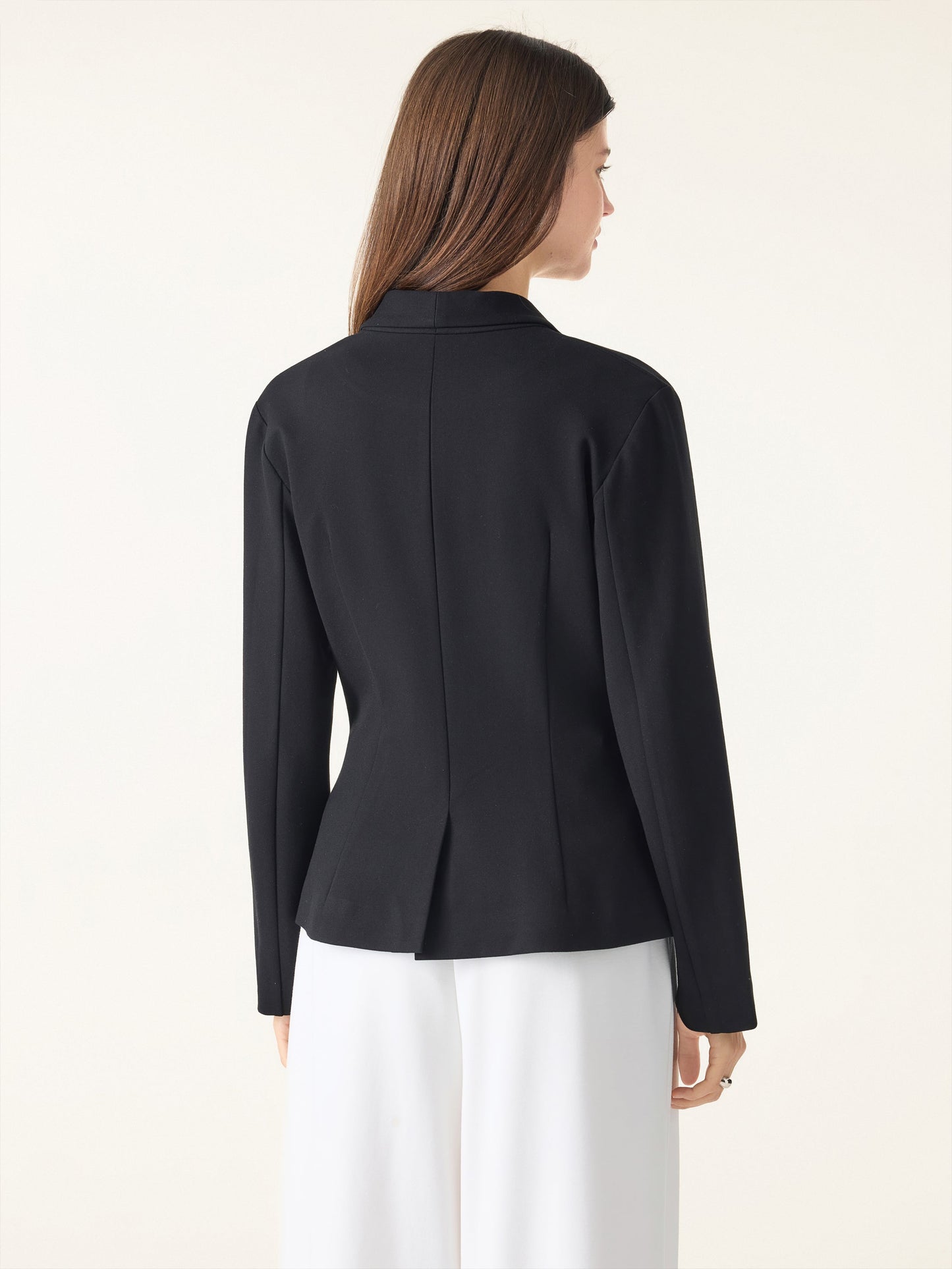 Stretch Shawl Lapel Button Front Blazer with Pockets