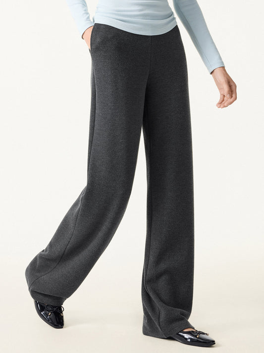 Mid Rise Straight Leg Pull-on Pants with Pockets