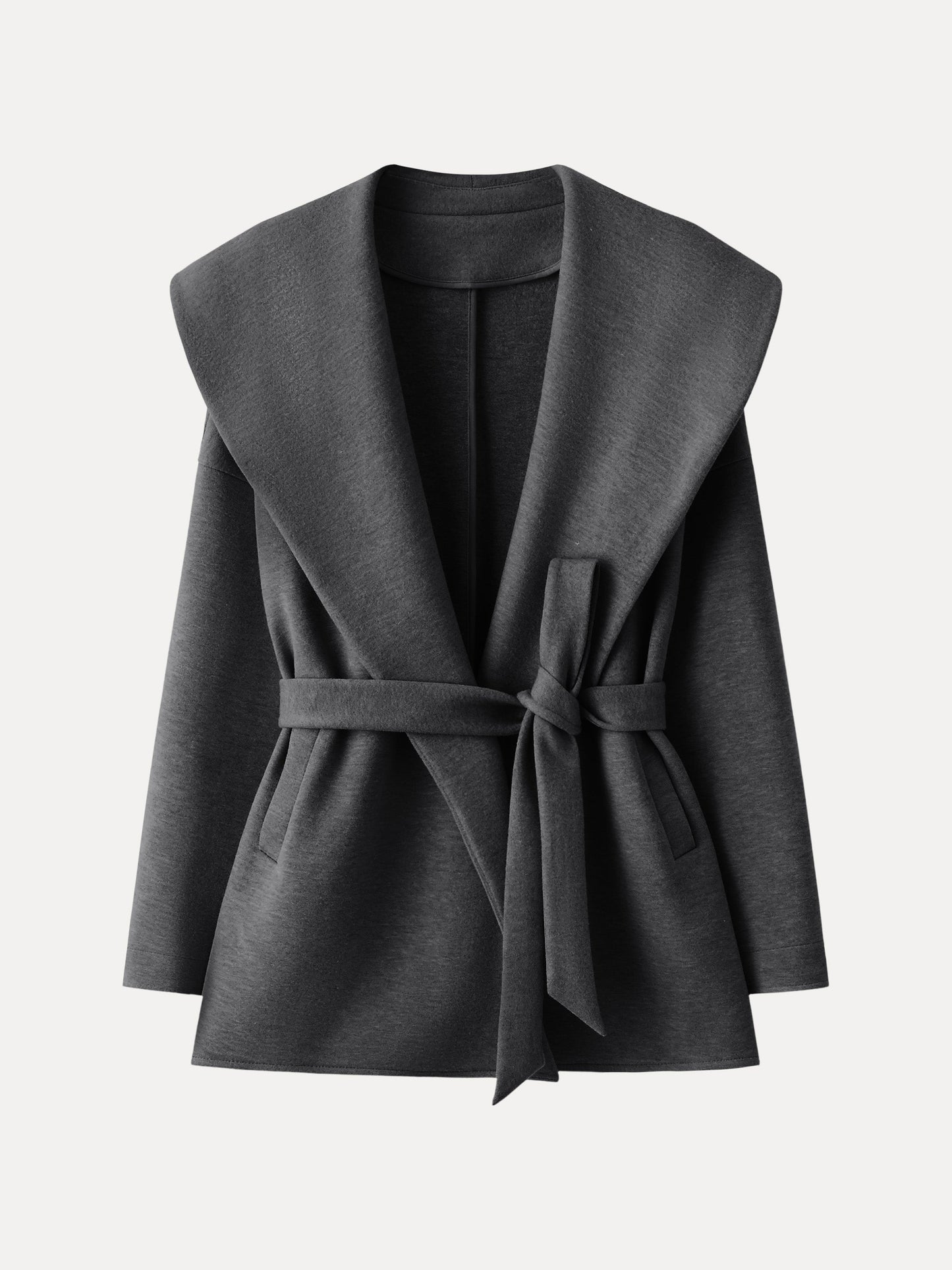 Belted Shawl Collar Robe Jacket with Pockets