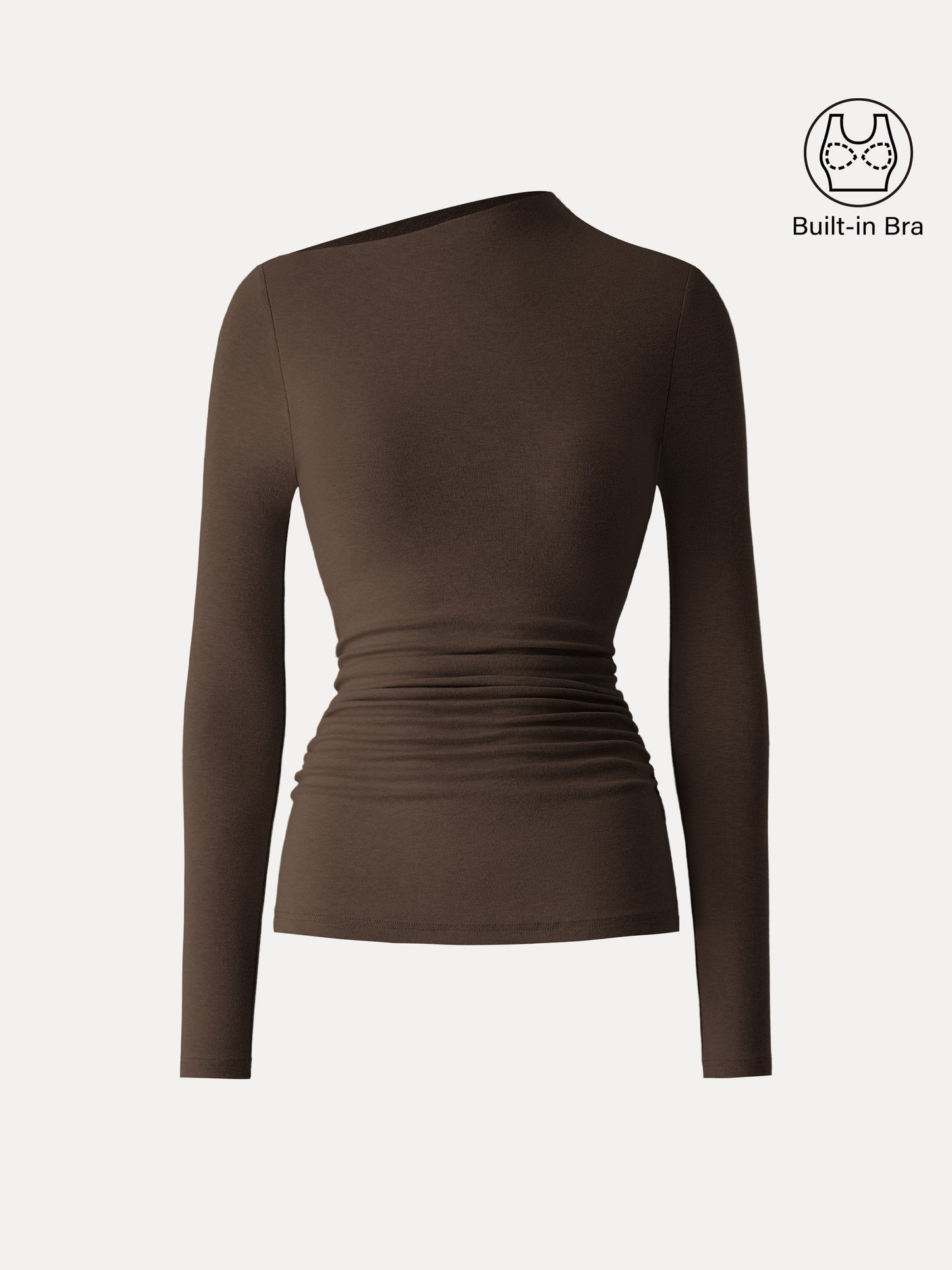 Light Warm Slanted Mockneck Ruched Brami
