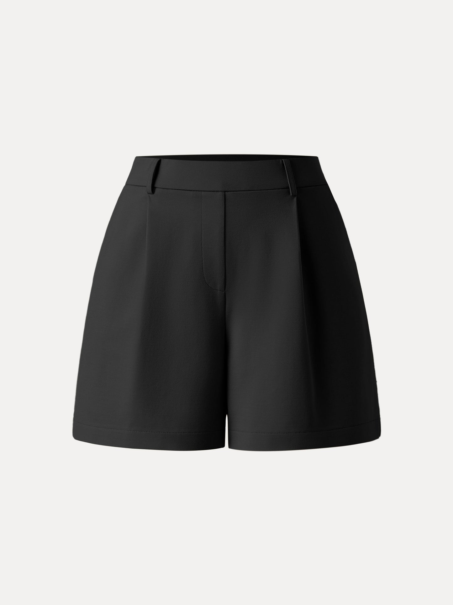 Mid Rise Smart Pleated Pull-on Shorts with Pockets
