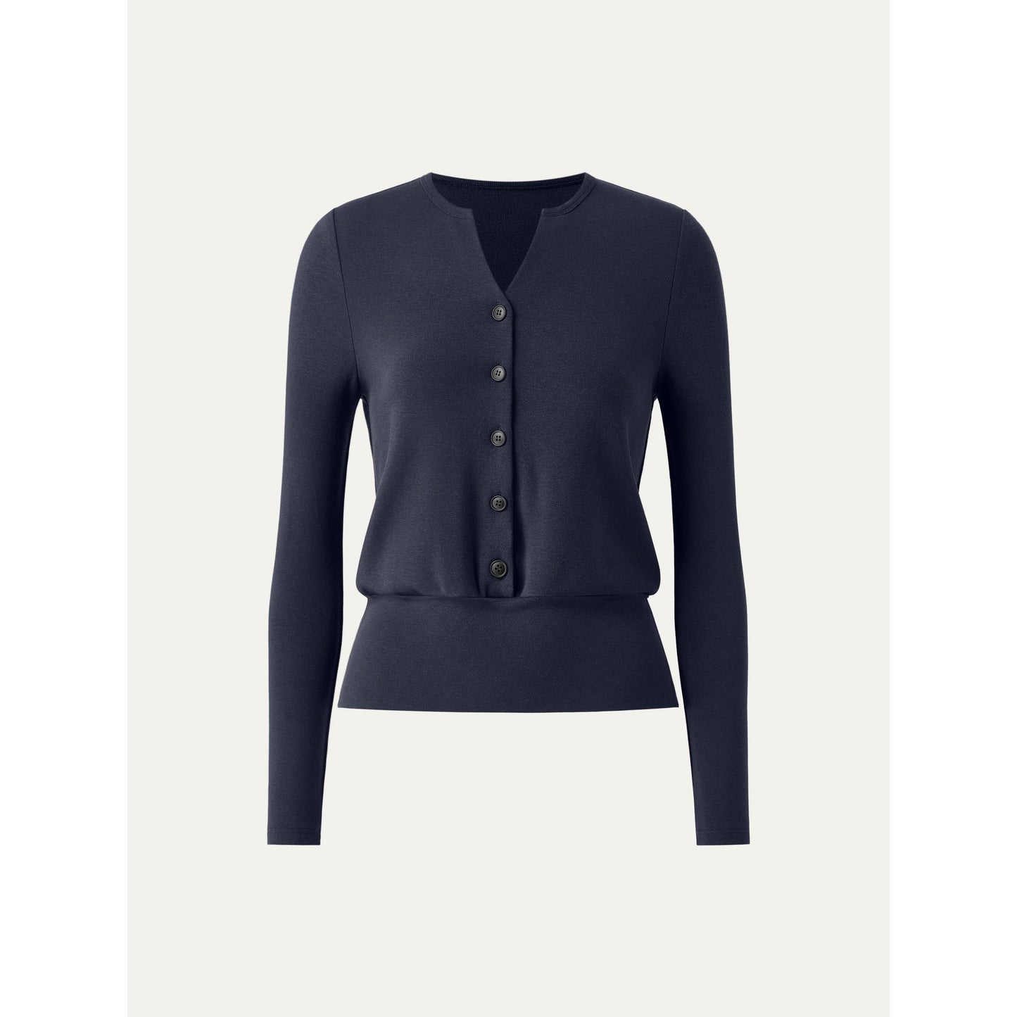 V-Neck Long Sleeve Half-Placket Top