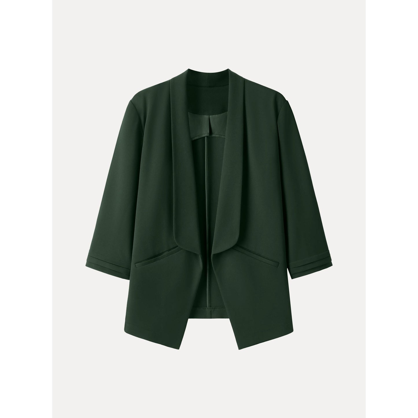 Stretch Ponte Shawl Lapel 3/4 Sleeve Blazer with Pockets