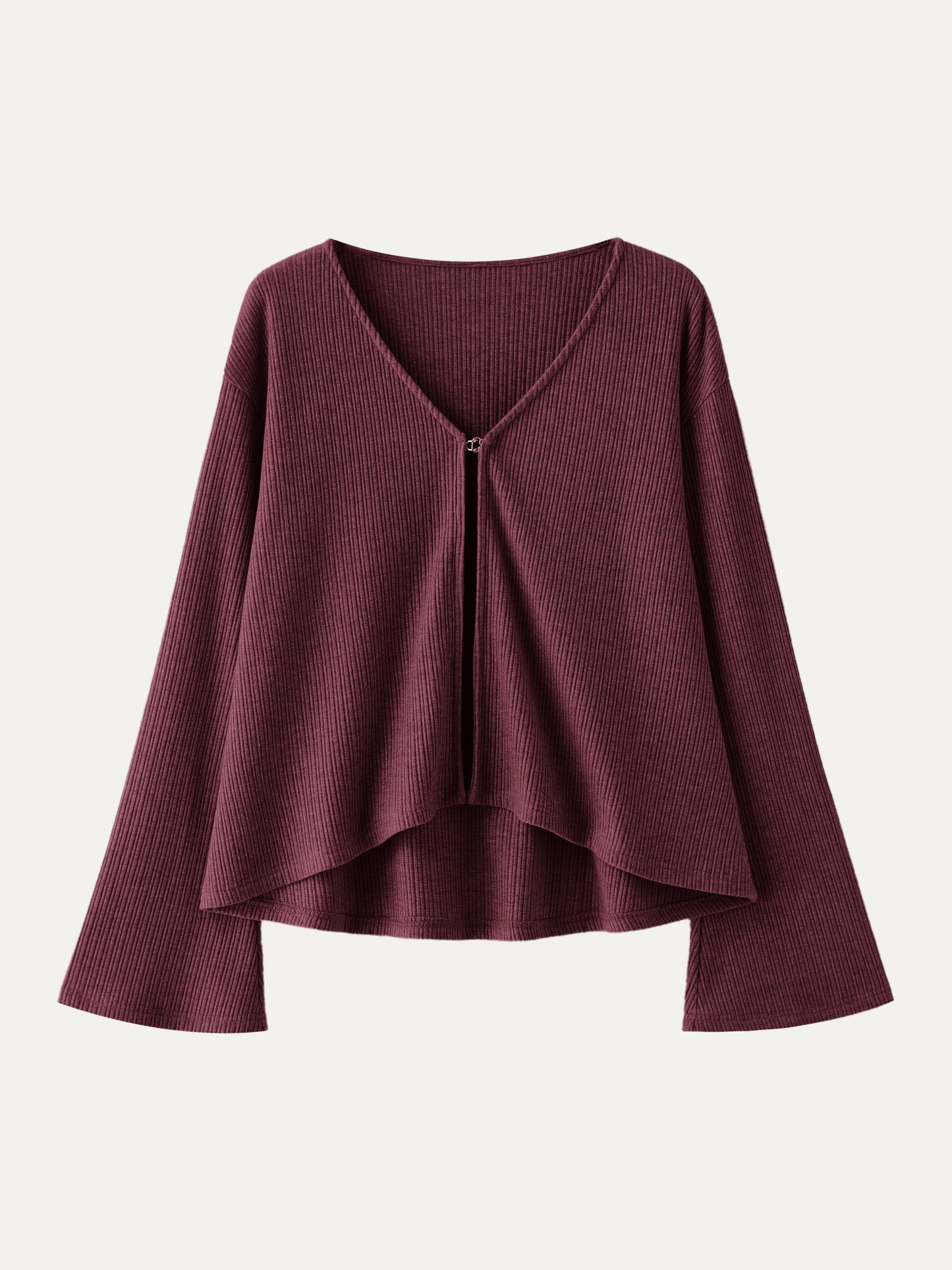 V Neck Flare Long Sleeve Cardigan