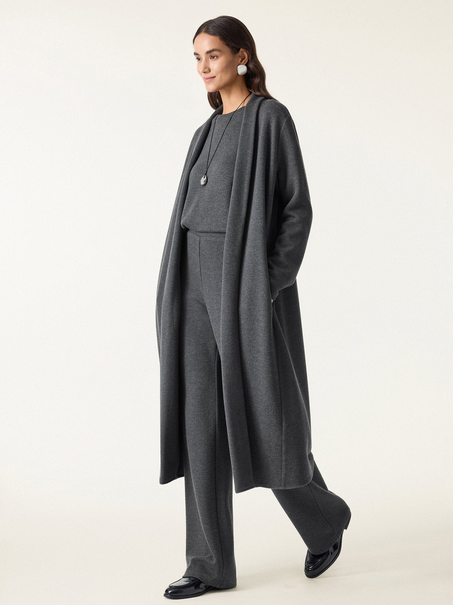Shawl Collar Long Cardigan with Pockets