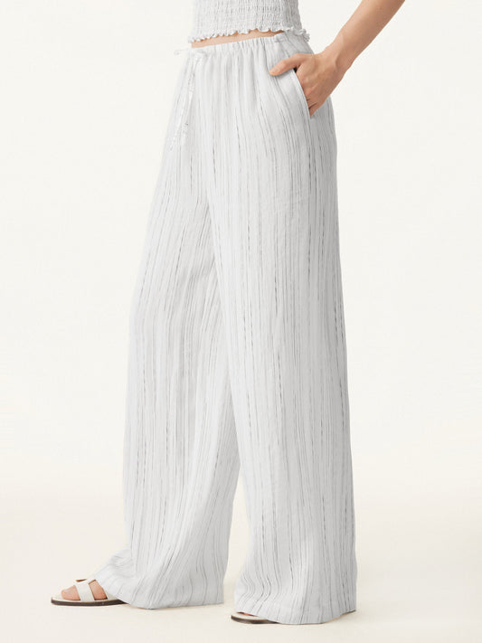 Summer Classic Striped Wide Leg Pants with Pockets