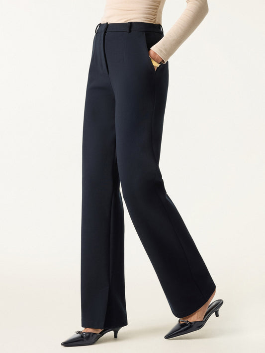 Cozy Knit High Rise Slim Straight Leg Pants with Pockets